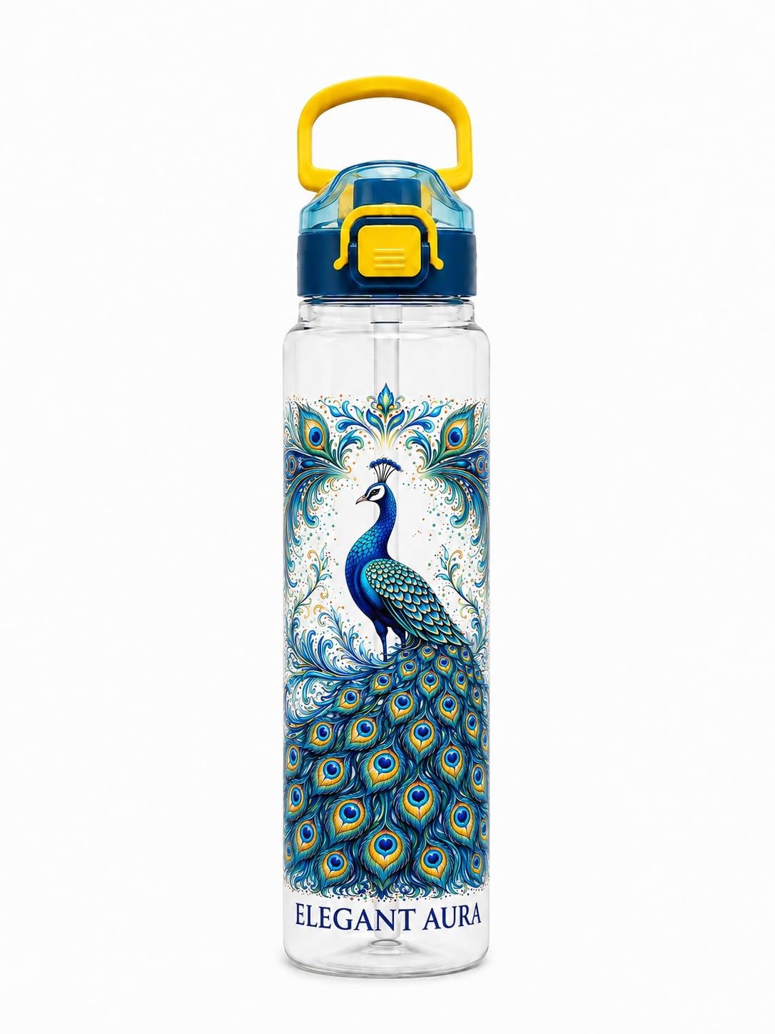 Peacock-Printed Bottle (1000 ml)