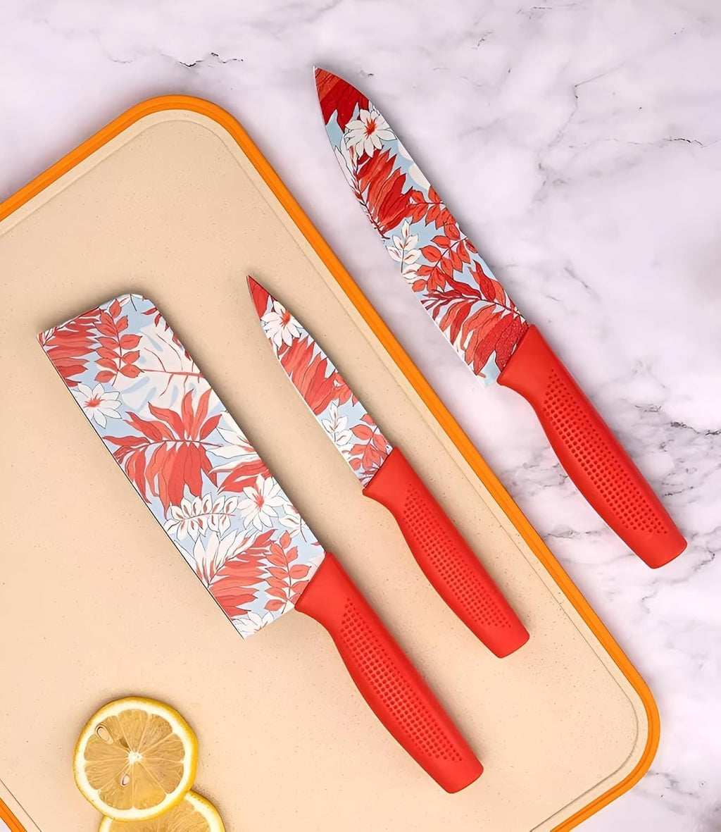 3-Piece Red Knife Set